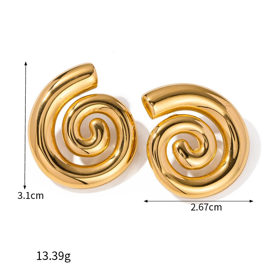 Pendientes en forma de espiral abombada