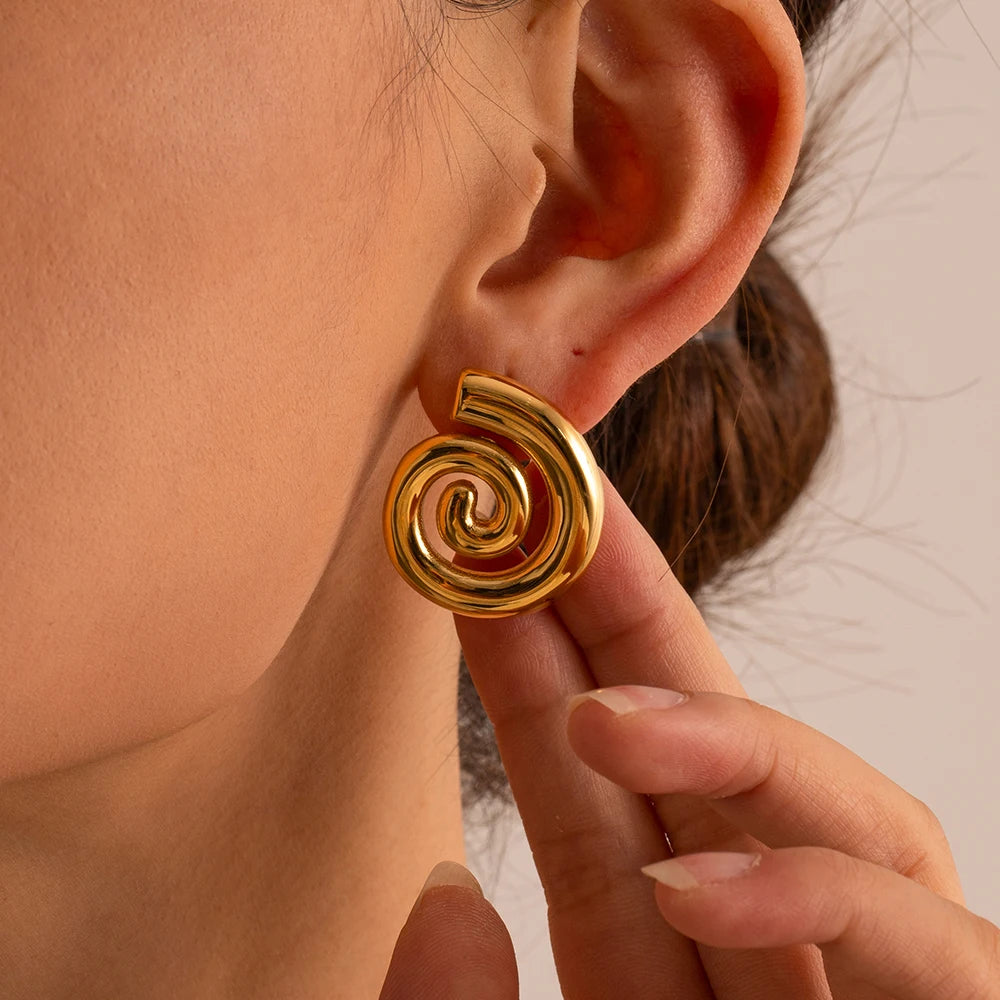 Pendientes en forma de espiral abombada oro