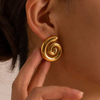 Pendientes en forma de espiral abombada oro
