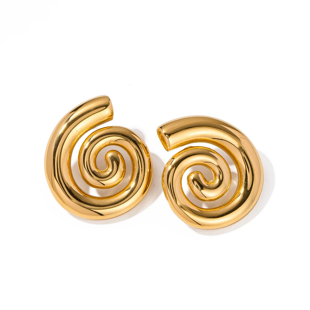 Pendientes en forma de espiral abombada oro