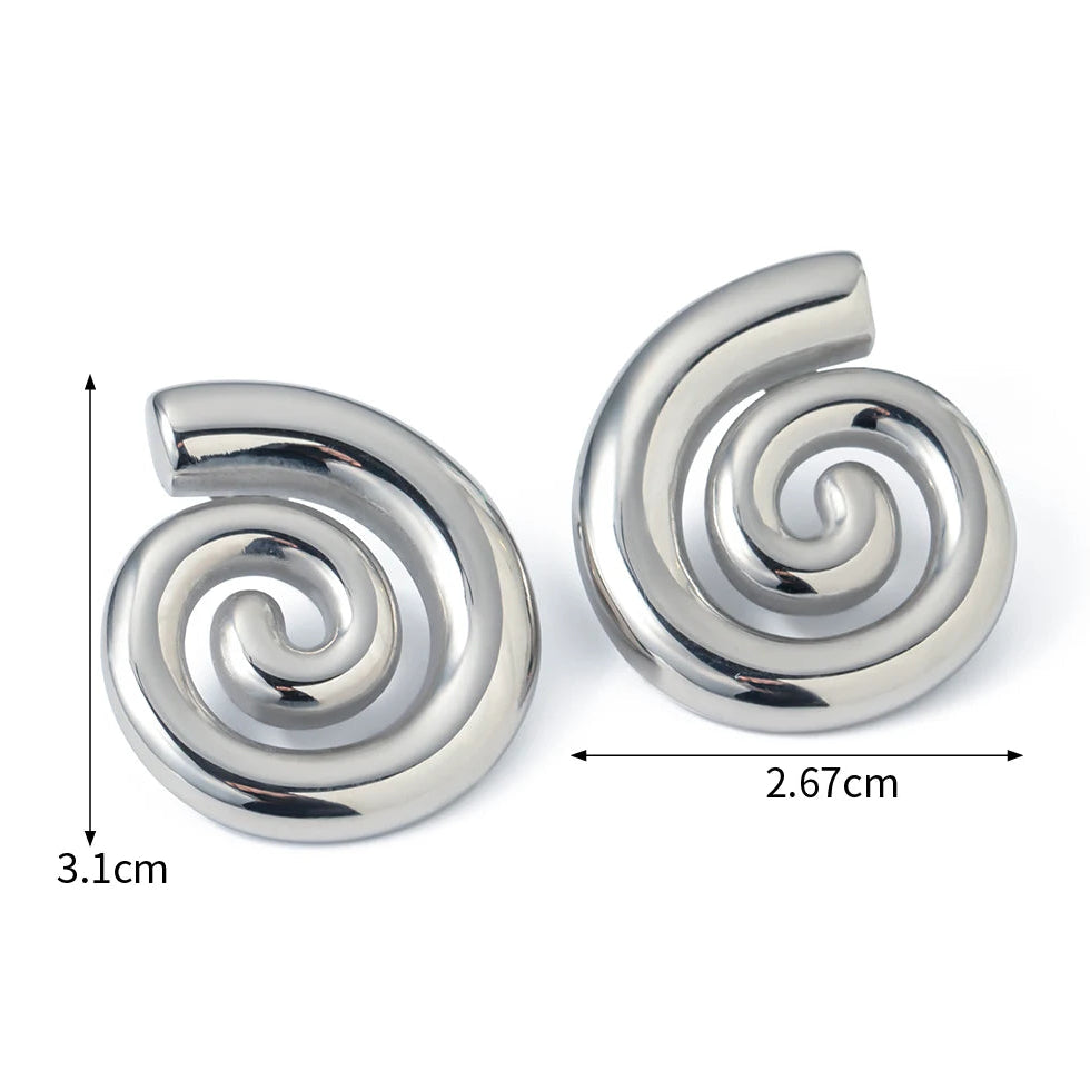 Pendientes en forma de espiral abombada plata