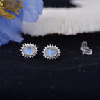 Pendientes de piedras luna con efecto floral