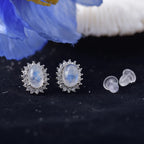Pendientes de piedras luna con efecto floral