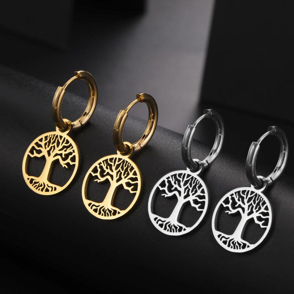 Pendientes Mujer Aros Colgantes Árbol de la Vida
