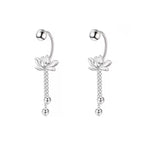 Pendientes Colgantes Flor de Loto Plateados de Mujer