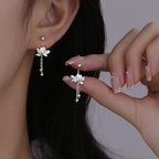 Pendientes de Mujer Colgantes Flor de Loto Plateados