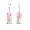 Pendientes Colgantes de Flamencos Rosas en Rosa y Azul