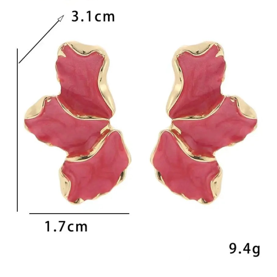 Pendientes de Media Flor Clavo Pétalos rojos