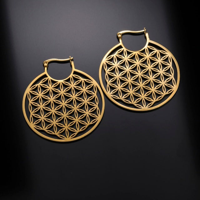 Pendientes Flor de la Vida Mandala Dawapara Mujer oro