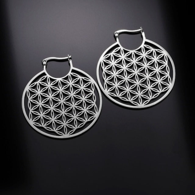 Pendientes Flor de la Vida Mandala Dawapara Mujer plata
