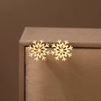 Pendientes de copo de nieve para mujer en oro