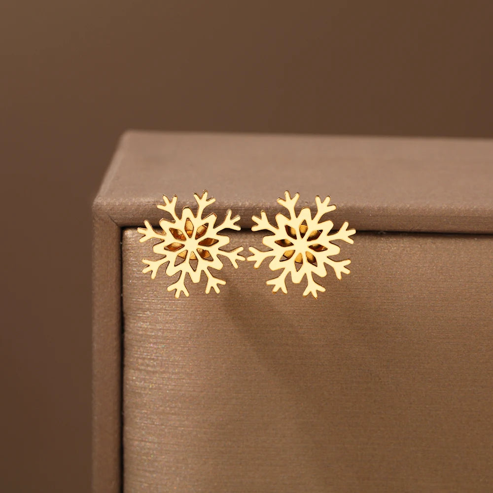 Pendientes de copo de nieve para mujer en oro