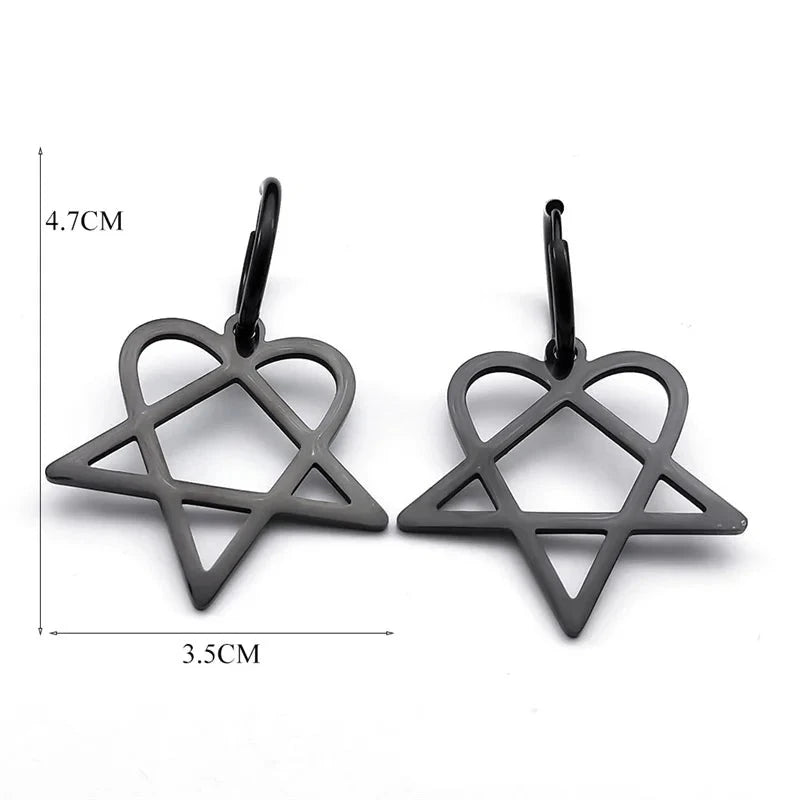 Pendientes Góticos "Heartagram" Corazón Pentagrama 