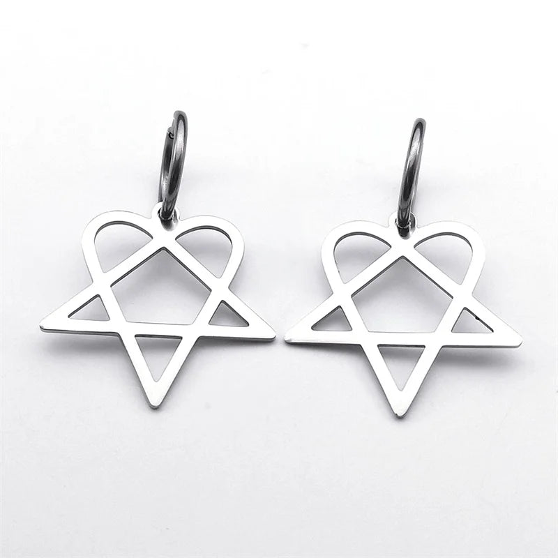 Pendientes Góticos "Heartagram" Corazón Pentagrama plata