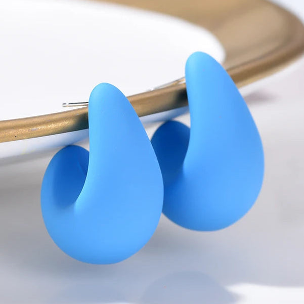 Matte blue resin teardrop earrings