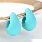 Matte turquoise blue resin teardrop earrings