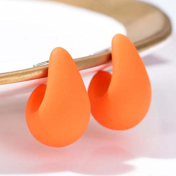 Matte orange resin teardrop earrings