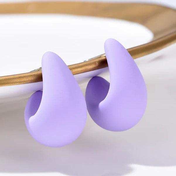 Matte purple resin teardrop earrings