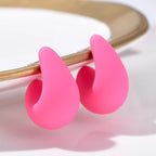 Matte dark pink resin teardrop earrings