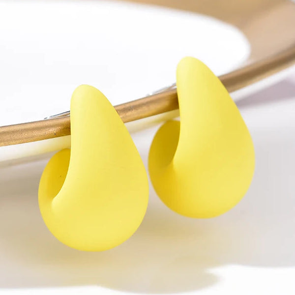 Matte yellow resin teardrop earrings