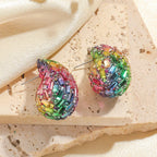 Pendientes de gota de agua pavé con cristales de colores multicolor