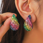 Pendientes de gota de agua pavé con cristales de colores multicolor