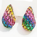 Pendientes de gota de agua pavé con cristales de colores multicolor
