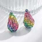 Pendientes de gota de agua pavé con cristales de colores multicolor