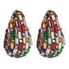 Pendientes de gota de agua pavé con cristales de colores multicolor brillantes