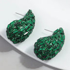 Pendientes de gota de agua pavé con cristales de colores verdes