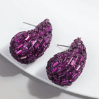 Pendientes de gota de agua pavé con cristales de colores violeta