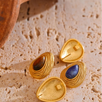 Textured teardrop tiger's eye stone earrings