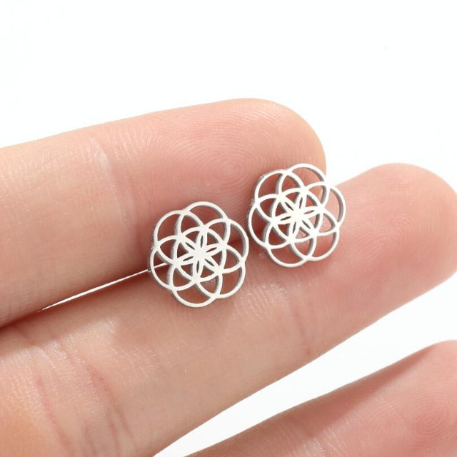 Pendientes Mandala Flor de la Vida Dawapara Mujer plata