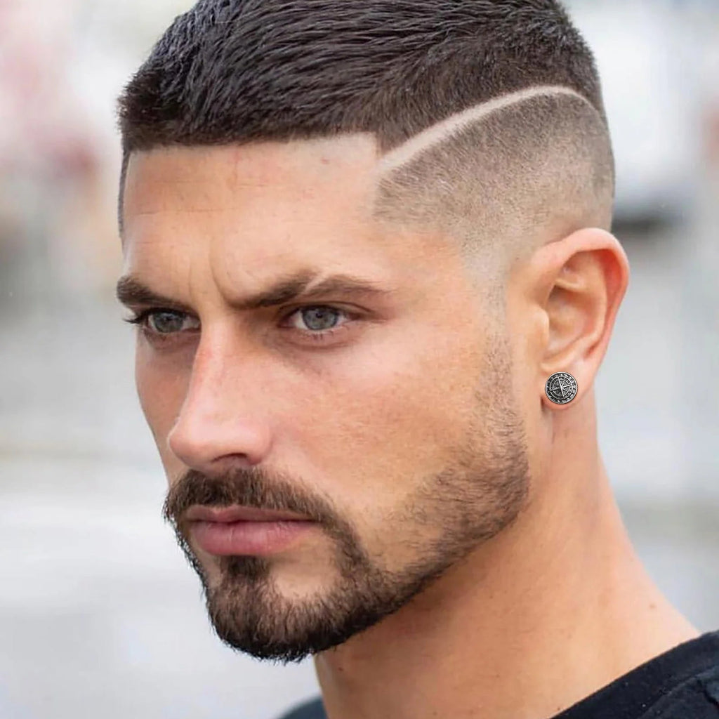 Pendientes de Hombre Brújula Rosa de los Vientos gris