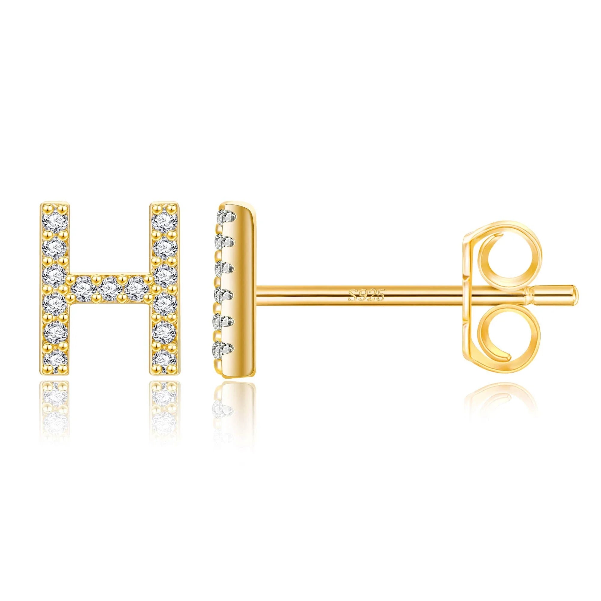 Pendientes iniciales de oro  h