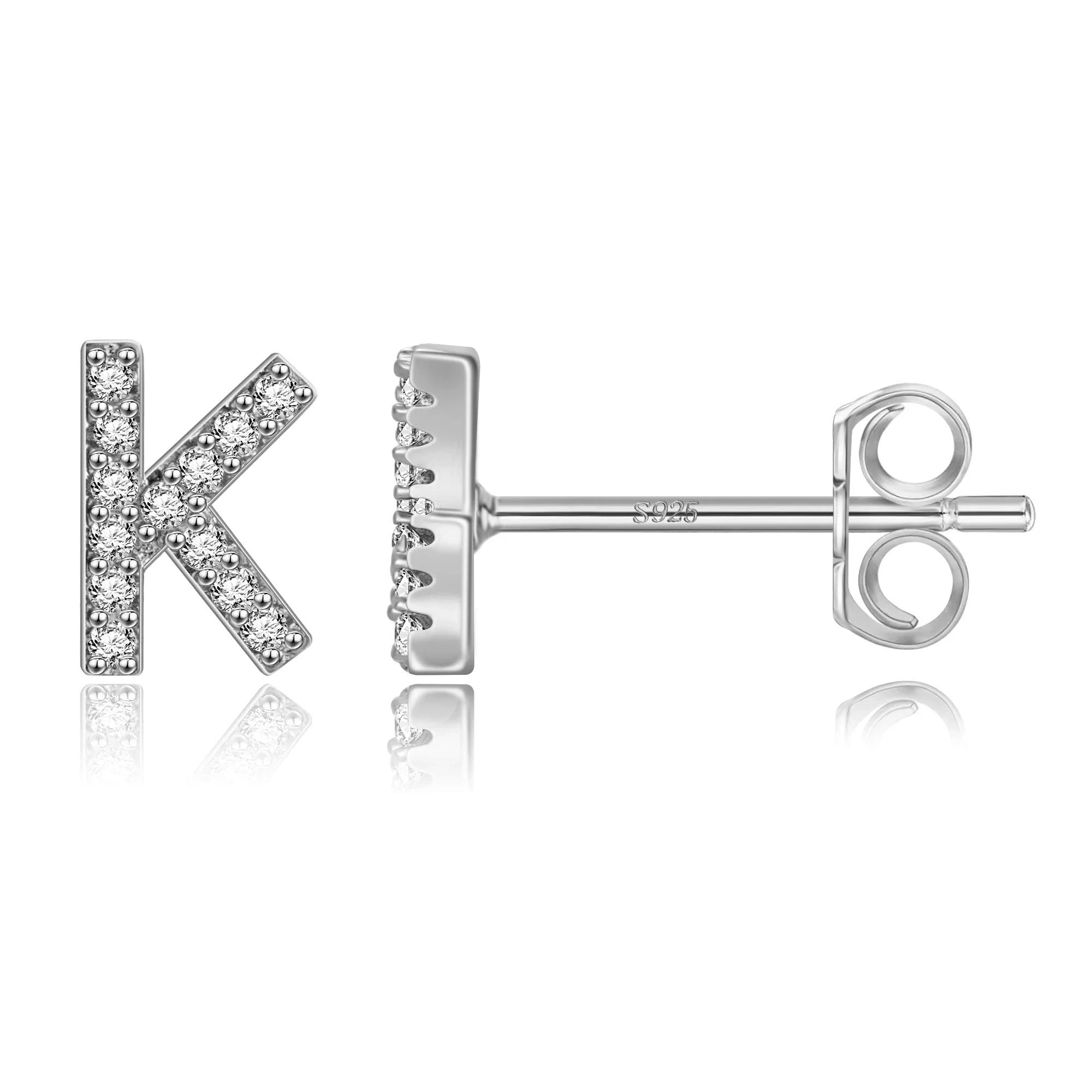 Pendientes iniciales de plata k