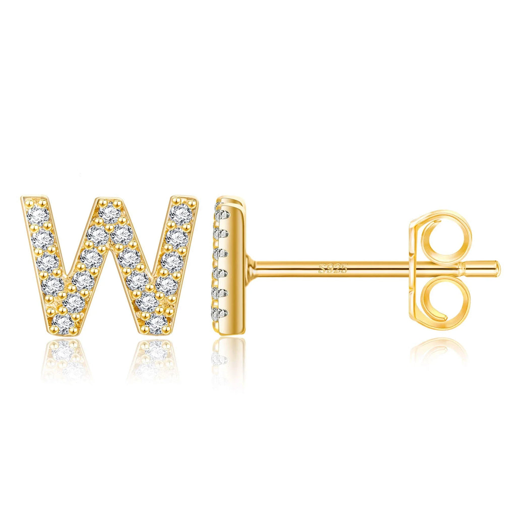 Pendientes iniciales de oro w