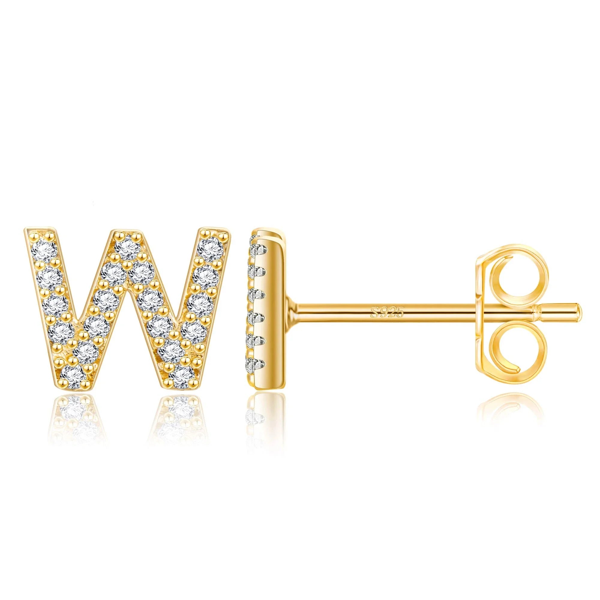 Pendientes iniciales de oro w
