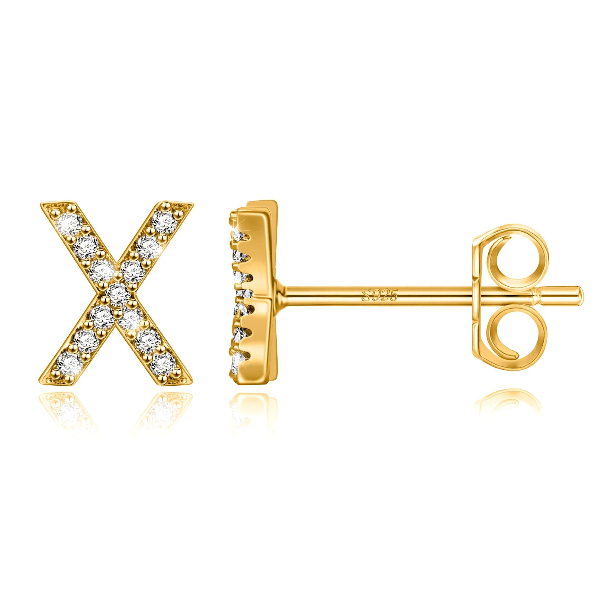 Pendientes iniciales de oro x