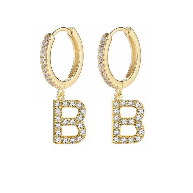 Pendientes de aro con inicial para mujer b