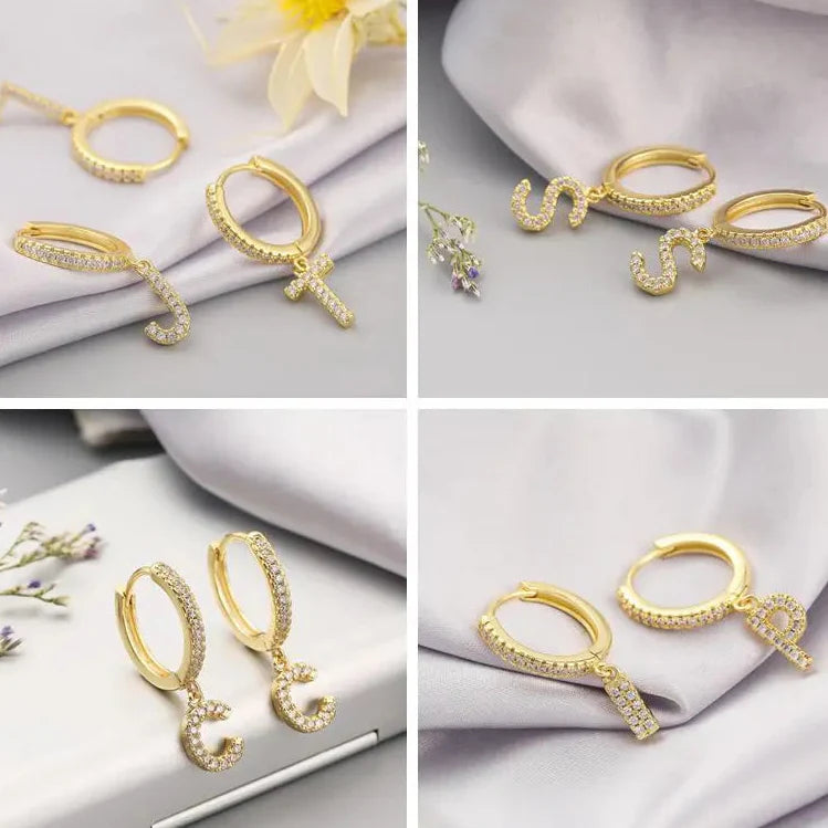 Pendientes de aro con inicial para mujer