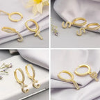 Pendientes de aro con inicial para mujer