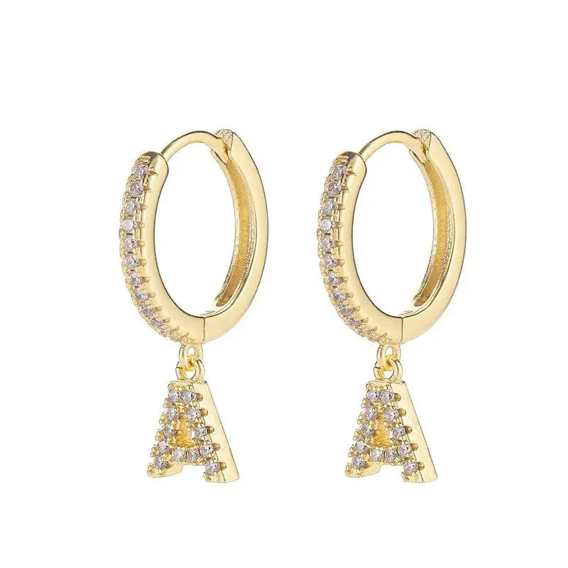 Pendientes de aro con inicial para mujer a