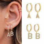 Pendientes de aro con inicial para mujer a
