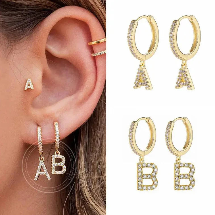 Pendientes de aro con inicial para mujer a