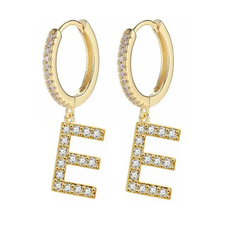 Pendientes de aro con inicial para mujer e
