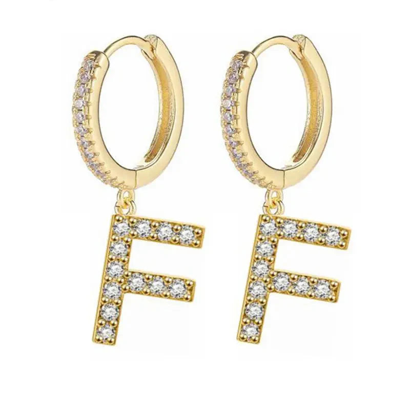Pendientes de aro con inicial para mujer f