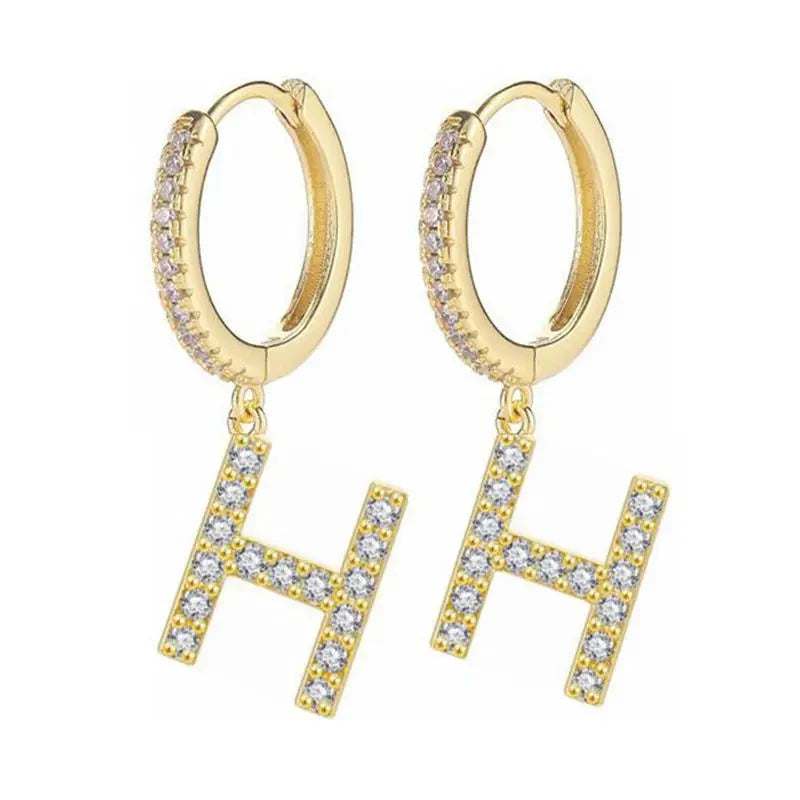 Pendientes de aro con inicial para mujer h