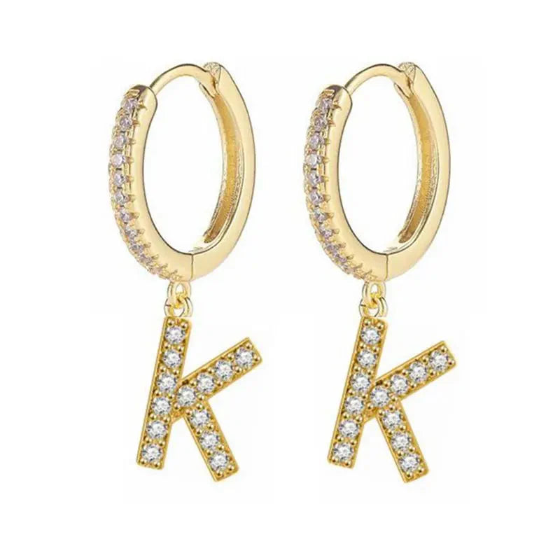 Pendientes de aro con inicial para mujer k