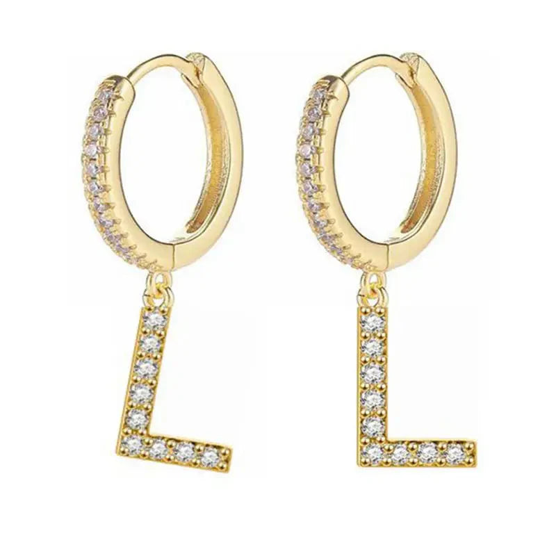 Pendientes de aro con inicial para mujer l